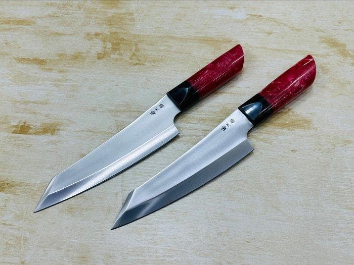Keukenmes - Bunka - Handafgewerkte Japans Bunka-messen-set -, Antiek en Kunst, Antiek | Keukenbenodigdheden