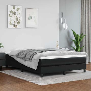 vidaXL Boxspring met matras kunstleer zwart 140x190 cm, Overige materialen, Verzenden, Zwart, Nieuw