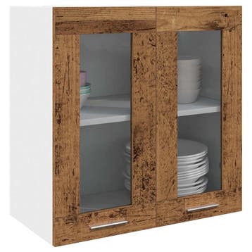 vidaXL Keukenbovenkast Lyon met glazen deur 60x31x60 cm oud, Verzenden, Nieuw, Bruin