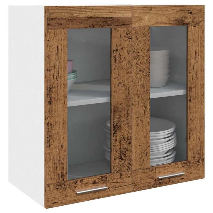 vidaXL Keukenbovenkast Lyon met glazen deur 60x31x60 cm oud, Huis en Inrichting, Keuken | Keukenelementen, Bruin, Nieuw, Verzenden