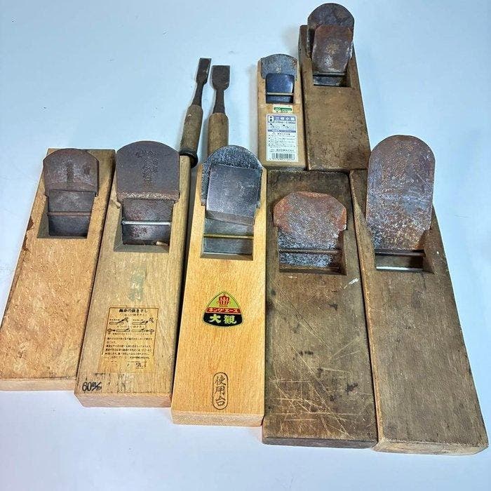Japanese Carpentry Tool Set — Wooden Planes ( Kanna) &, Antiek en Kunst, Antiek | Wandborden en Tegels