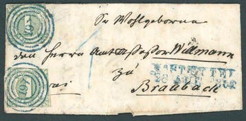 Thurn und Taxis 1862 - Meervoudige frankering 1 Kr. groen, Gestempeld