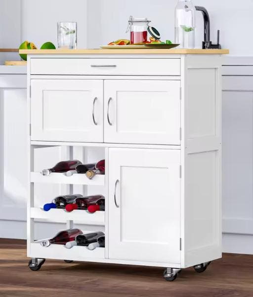 Keukenwagen met Lade, Kasten &amp; Wijnrek – Op Wielen 87 cm, Huis en Inrichting, Keuken | Keukenelementen, Nieuw, Verzenden