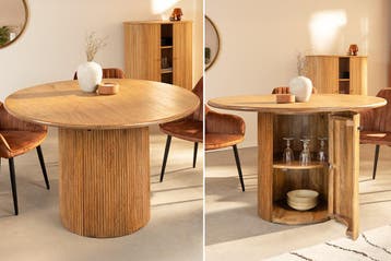 Ronde eettafel TRES CHIC 120cm bruin mangohout massief hout, Huis en Inrichting, Tafels | Eettafels, Ophalen of Verzenden, Nieuw