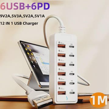 12-in-1 USB Laadstation met 6x USB-C PD en 6x USB-A | Snella, Auto diversen, Verzenden, Nieuw