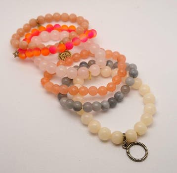 Kavel van 6 armbanden - Agaat, Kwarts - 110 g - Armband