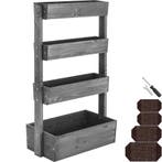 Plantenbak Flora, gelakt hout, met plantenfolie - grijs, 85, Tuin en Terras, Overige Tuin en Terras, Verzenden, Nieuw