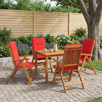 vidaXL 5-delige tuin eetset Naturel Massief Acaciahout, Verzenden, Nieuw