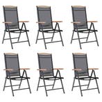 Tuinstoelen 6 st inklapbaar textileen zwart, Tuin en Terras, Tuinstoelen, Verzenden, Nieuw