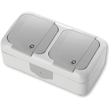 Viko opbouw dubbel stopcontact horizontaal grijs IP54 Pal..., Ophalen of Verzenden, Nieuw