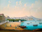 Italiaanse school (XX) - La villa Reale e la spiaggia di