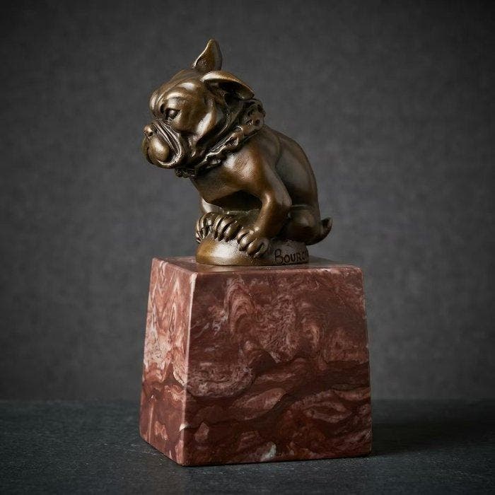 Beeld, Naar Bourcart: Automascotte van een Bull Dog (Zonder, Antiek en Kunst, Curiosa en Brocante