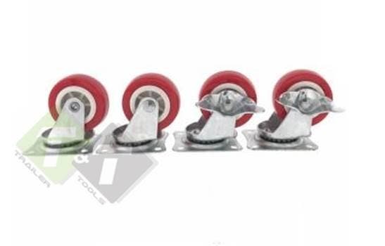 2x Zwenkwiel En 2x Zwenkwiel Met Rem - 50 Mm - 35KG Per Wiel, Doe-het-zelf en Verbouw, Zwenkwielen, Nieuw, Ophalen of Verzenden
