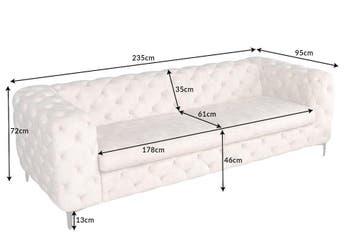 Chesterfield 3-zitsbank MODERN BAROK 235cm champagne fluweel, Ophalen of Verzenden, Nieuw