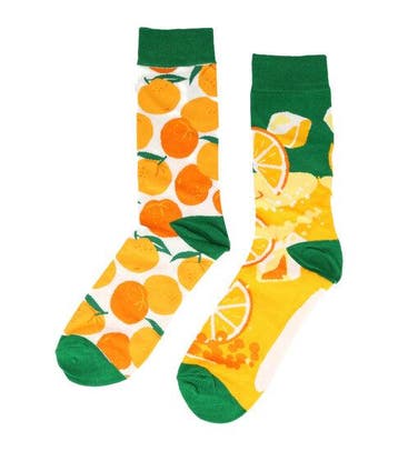 Sokken Katoen - Sinaasappel Print - Oranje Wit Groen - Maat, Nieuw