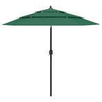 vidaXL Parasol 3-laags met aluminium paal 2,5 m groen, Tuin en Terras, Verzenden, Nieuw, 2 tot 3 meter