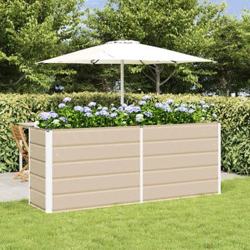 vidaXL Plantenbak Ivoor 195 x 50 x 75 cm Gegalvaniseerd, Verzenden, Minder dan 60 cm, Nieuw, Metaal