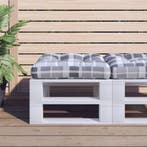 vidaXL Palletkussen 60x60x12 cm stof ruitpatroon grijs, Huis en Inrichting, Verzenden, Nieuw, Grijs