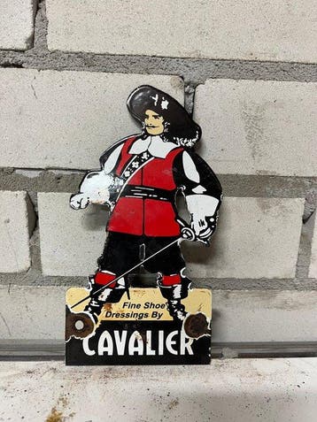 Vintage contour reclamebord “Cavalier” – Fine Shoe Dressings
