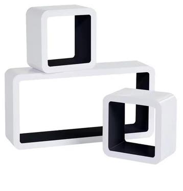 Set van 3 Witte Kubus Wandplanken – MDF Zwevende Planken, Verzenden, Nieuw