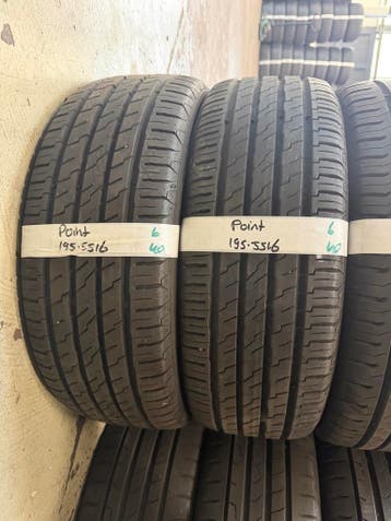 195-55-16 Point Zomerbanden 6mm Incl Montage 195 55 16, Ophalen, Gebruikt, 16 inch, Band(en)