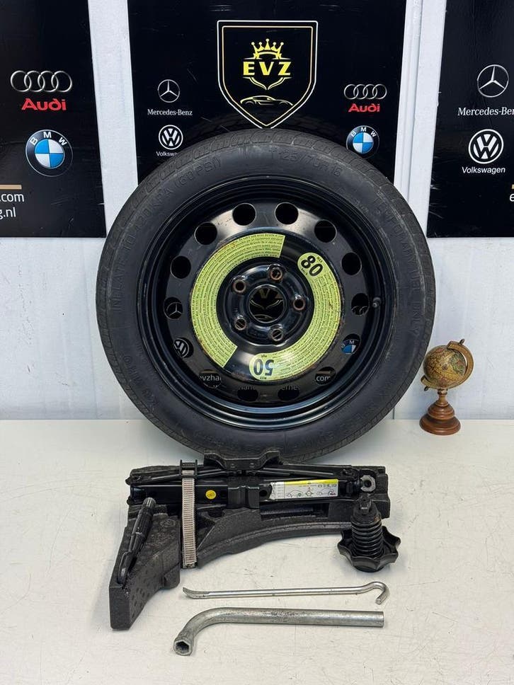 VW Golf 7/VII bj.2013 Reservewiel/thuiskomer+krikset 5x112, Auto-onderdelen, Banden en Velgen, 16 inch, Zomerbanden, Personenwagen
