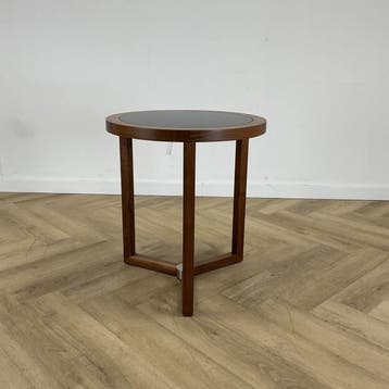 design bijzettafel - zwart glazen inlegblad, (hxbxd), Huis en Inrichting, Ophalen of Verzenden, Gebruikt