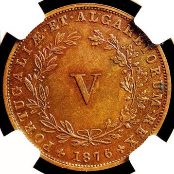 Portugal. D. Luís I (1861-1889). V Reis 1876 - NGC - MS 62 -