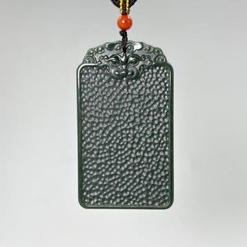Snijwerk, Natural Jade Pendant - 70 mm - Gecertificeerde