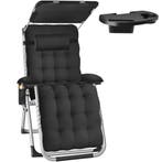 Ligstoel Cloud II met zonnekap, opvouwbaar - zwart, per stuk, Verzenden, Nieuw