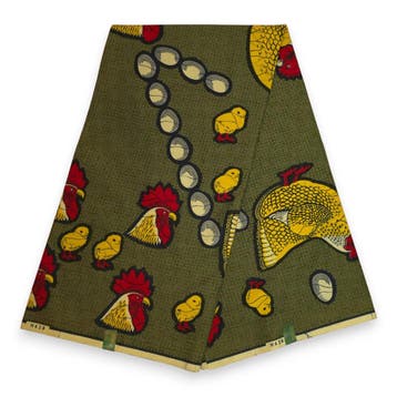 VLISCO stof Hollandais Afrikaanse Wax print - Geel Rood Happ, Ophalen of Verzenden, Nieuw