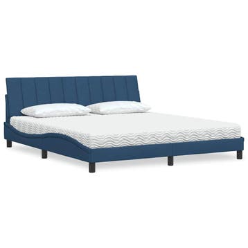 vidaXL Bed met matras Hanko stof blauw 180x200 cm, Eenpersoons, Nieuw, 80 cm, 200 cm