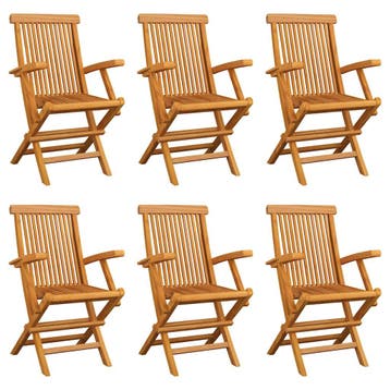 vidaXL Tuinstoelen 6 st inklapbaar massief teakhout, Tuin en Terras, Tuinstoelen, Verzenden, Nieuw, Teakhout