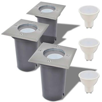 vidaXL LED-Grondspots buiten 3 stuks vierkant, Verzenden, Nieuw, Aluminium, Spots