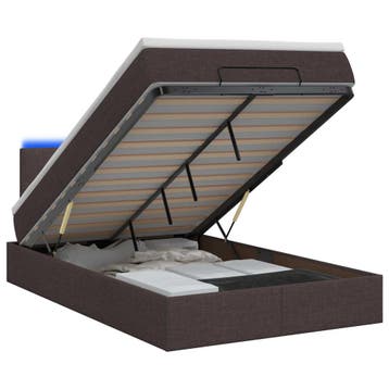 vidaXL Ottoman Bed met Matrassen en LED Donkerbruin 120 x, Huis en Inrichting, Slaapkamer | Bedden, Verzenden, Nieuw, Bruin
