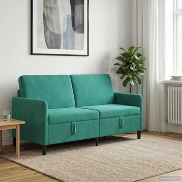 vidaXL Bank met opslag Turquoise 172 x 78 x 87 cm Polyester, Huis en Inrichting, Banken | Bankstellen, Verzenden, Nieuw, Kunststof