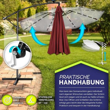 Zweefparasol - Tuinparasol - Parasol 300 cm - Met voet - Met, Verzenden, Zo goed als nieuw