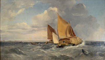 British school (XlX) - Hay barges in a squall