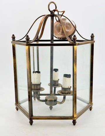 Lantaarn plafondlamp - Groot - Messing - Hexagonale zaklamp, Nieuw