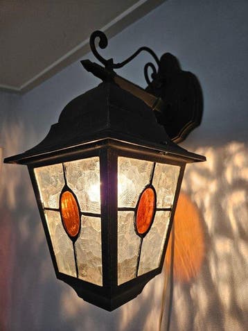 Plafondlamp - Glas-in-lood, metaal - glas-in-loodlamp