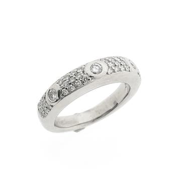 Witgouden pavé ring met diamanten, 18 tot 19, Gebruikt, Ophalen of Verzenden, Met edelsteen