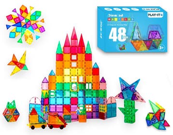 PLAY IT Magnetic Tiles 48 stuks - Magnetisch Speelgoed, Verzenden, Nieuw, Overige merken