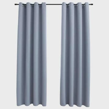 Verduisterende Gordijnen Grijs 140x225cm - Set van 2 met Met, Verzenden, Nieuw
