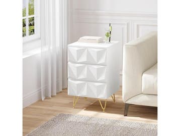 Eugad Nachtkastje - 3 Lades - Modern 3D Design - Wit met, Verzenden, Nieuw