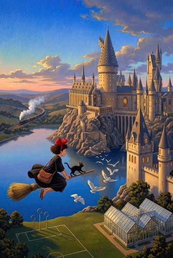 MEDSAN - Kiki over Hogwarts () - UNIQUE WORK