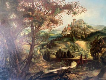 W.A. v.d. Walle (1906-1995) - Kasteel op een berg
