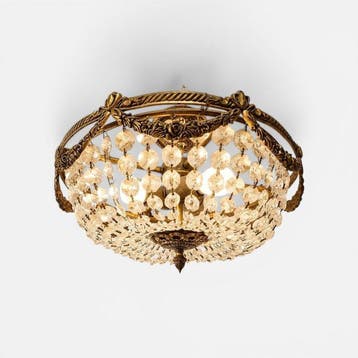 Lamp - Vintage plafondlamp met kristallen en een sierlijke