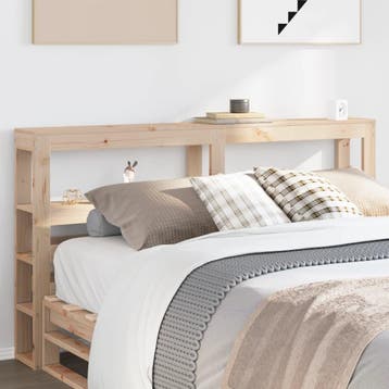 vidaXL Hoofdbord met schappen 160 cm massief grenenhout, Verzenden, Nieuw, Bruin, Hout