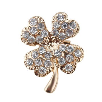 Fako Bijoux - Broche - Klavertje Vier - Kristal - 20x25mm -, Verzenden, Nieuw