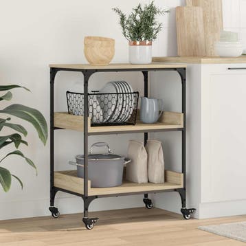 vidaXL Keuken Trolley Sonoma Eiken 60 x 41 x 80,5 cm Bewerkt, Huis en Inrichting, Keuken | Keukenbenodigdheden, Verzenden, Nieuw